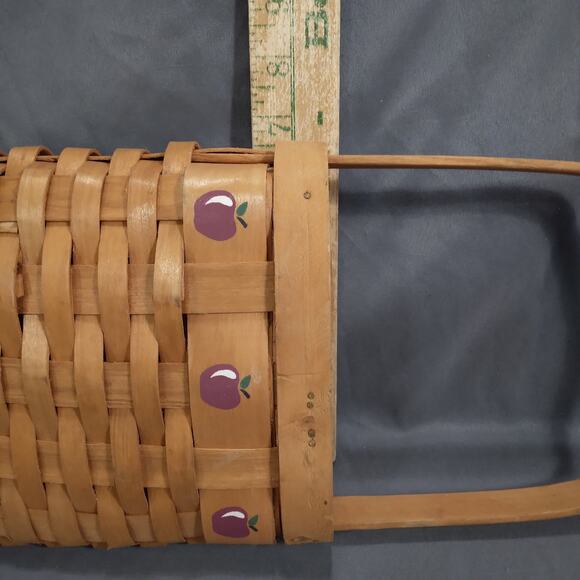 Split Wood Woven Basket wPainted Apples, Longaberger Style Small Hanging Basket - Picture 10 of 10